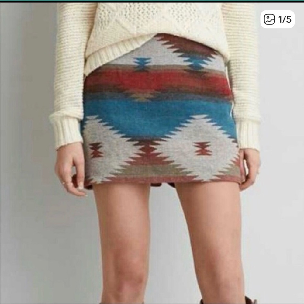 American Eagle Outfitters southwest aztec patterned wool Mini Skirt NWT
